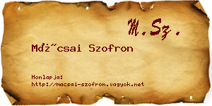 Mácsai Szofron névjegykártya